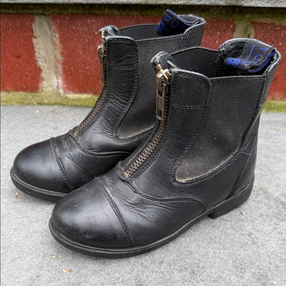 Todhpurs Black Leather Zip-Up Riding Boots
